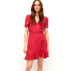 Mango Red Ruffle Wrap Mini Dress